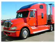 red long haul truck